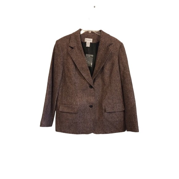 NWOT Chadwick's pink purple tweed academia wool blend button down blazer - Picture 1 of 5